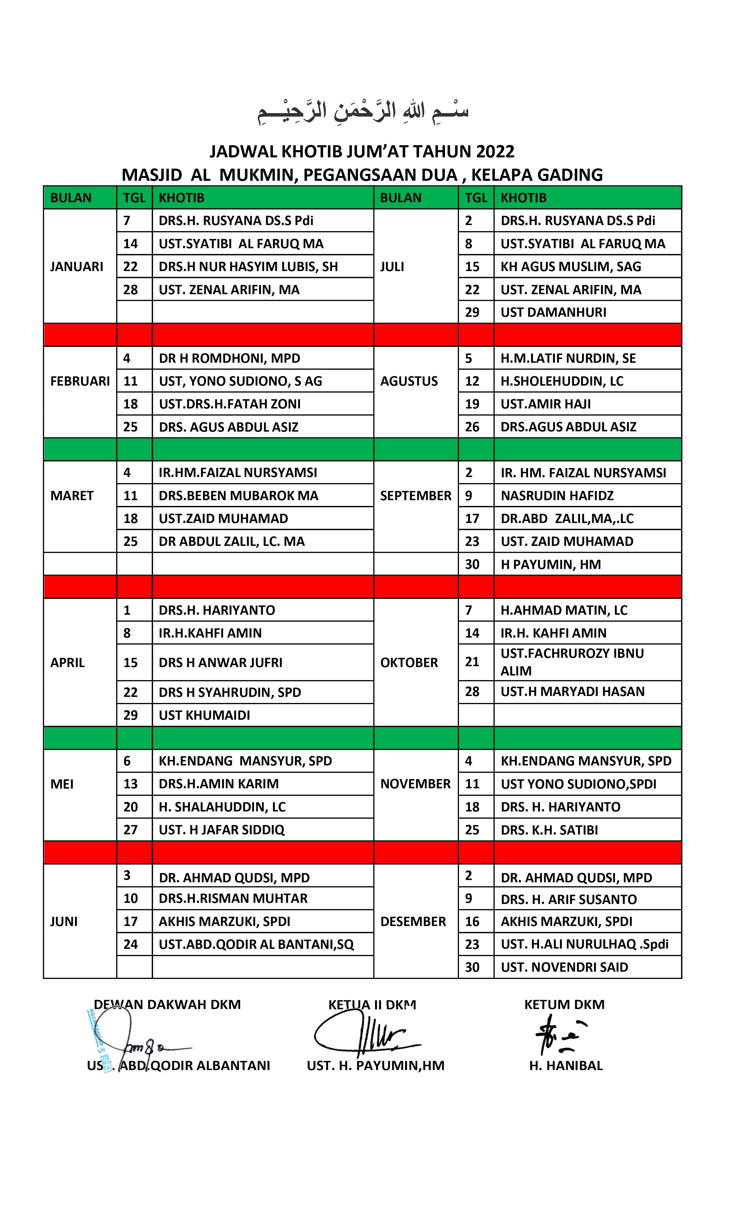 JADWAL KHOTIB JUM'AT TAHUN 2022-gambar